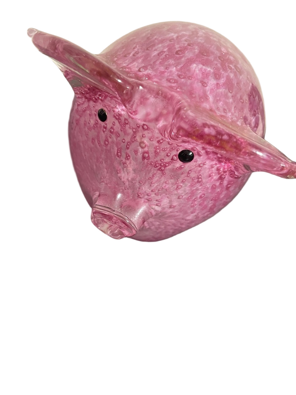 Handblown Pink Art Glass Pig Figurine